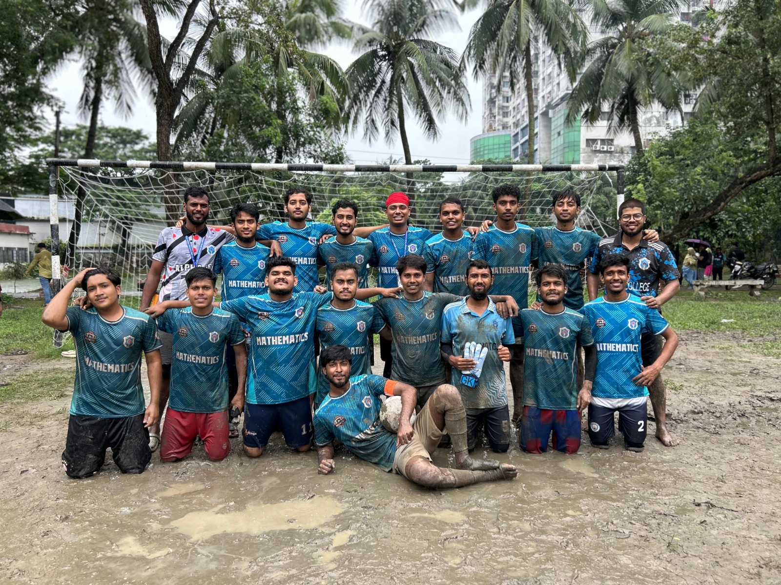 Students taking part in a football tournament